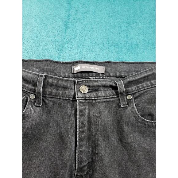 Levis 505 Jeans Sz 16 Short Womens Black Stretch Denim Pants Mid Rise Straight - Picture 7 of 15